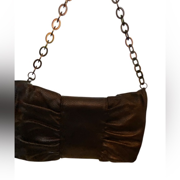 BCBG MAX AZRIA Leather Metallic Clutch Purse - Picture 3 of 8